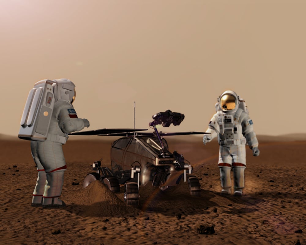 Futuro rover ExoMars, que é planejado para lançamento em 2018 e é o resultado da colaboração entre a Agência Espacial Europeia (ESA) e a Agência Espacial Federal Russa (Roscosmos), é designado para procurar por bioassinaturas de vida marciana passada ou presente. Crédito da imagem: ESA.