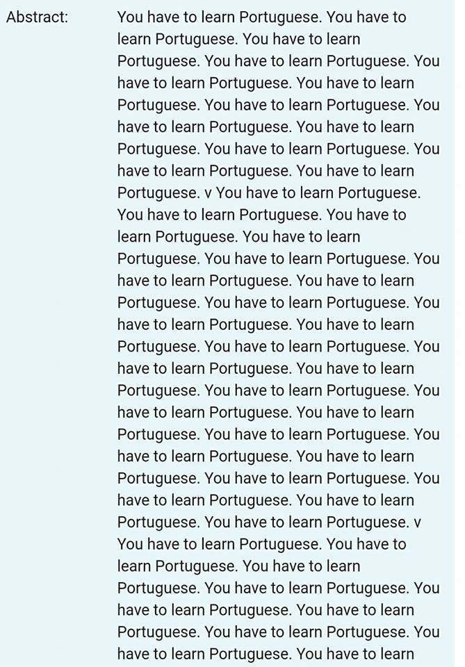 "You Have To Learn Portuguese" diz resumo de uma dissertação de mestrado da Universidade Federal de Juiz de Fora - UFJF.
