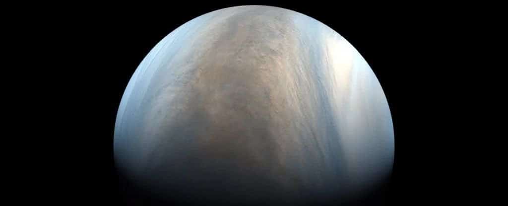 Imagem em cores falsas de Vênus no ultravioleta. (Equipe do Projeto PLANET-C)